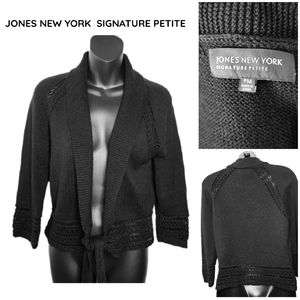 JONES NY SIGNATURE PETITE BLACK CARDIGAN SHRUG